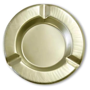 Imagem de Cinzeiro Redondo de Metal Dourado Liso, Portátil e Leve, Design Clássico para Casa, Escritório e Bares, Durabilidade Superior