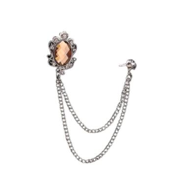 Imagem de Broche de lapela masculino com borla de gema elegante para pendurar correntes de colar broche para terno de carreira smoking de camisas gravata chapéu cachecol para namorado pai aniversário, Liga de