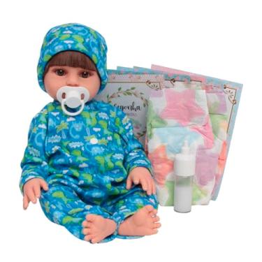 Imagem de Boneco Reborn Bebê Menino Realista Pijama Dinossauro Fofo