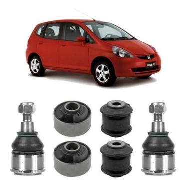 Imagem de Kit 2 Pivô 4 Bucha Balança Dianteira Honda Fit 2003 2005
