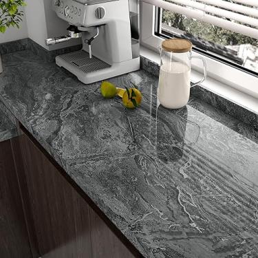Imagem de Papel de contato de mármore preto prateado para bancadas, papel de parede decorativo de contato para armários, vinil, impermeável, granito, papel de parede para gaveta, mesa, prateleira, forro de mesa