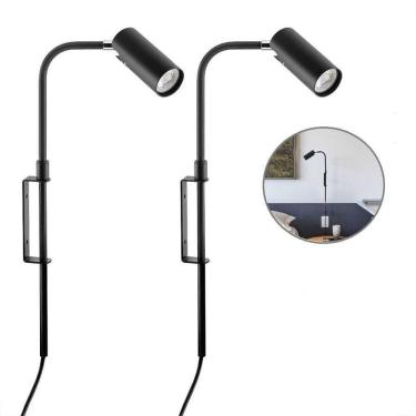 Imagem de Kit 2 Arandela Interna Preto Articulada Cabeceira Plug Lup87