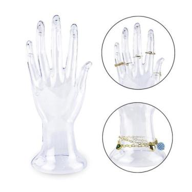 Imagem de Mão Transparente Expositora Joias Bijuterias Anéis Aliança - Arte Sedu