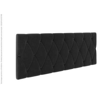 Imagem de Cabeceira Estofada Leticia P/ Cama Box Casal 1.40 Suede Preto - JGL MÓ