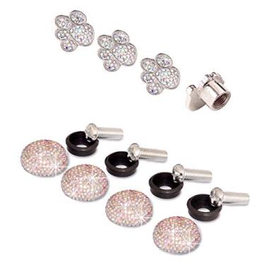 Imagem de CB Tampas de parafuso de strass e parafusos de aço inoxidável resistentes à ferrugem, fixadores para tampas de válvula de pneu e tampas de rosca, coloridas