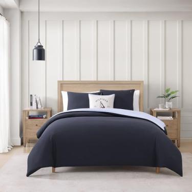 Imagem de Tommy Hilfiger - Conjunto de edredom, roupa de cama super macia com fronhas combinando, essenciais para cama bordada (micro piquê, azul-marinho, King)