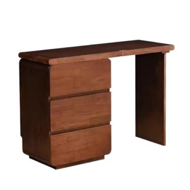 Imagem de Escrivaninha de penteadeira Mesa de maquiagem cômoda madeira maciça simples moderno armários múltiplos níveis integrado canto móvel(Walnut,Grande)