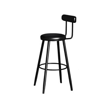 Imagem de GRFIT Cadeira de bar cadeiras de bar nórdicas, bancos altos domésticos cadeiras de jantar modernas para cafeterias, bares e restaurantes, bancos de bar ajustáveis (cor: preto)
