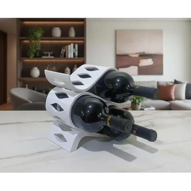 Imagem de Adega de mesa suporte para garrafa vinho (Branco)