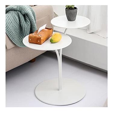 Imagem de Mesa de centro de design simples, mesa de centro moderna, criativa, mesa lateral de chá, sofá, mesa redonda de ferro forjado, pequena, de duas cabeças, quarto, sala de estar, cabeceira para