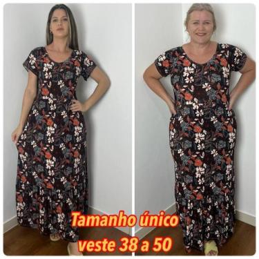 Imagem de Vestido Longo Moda Jovem Casual Moda Evangélica Com Mangas Curtas Malh