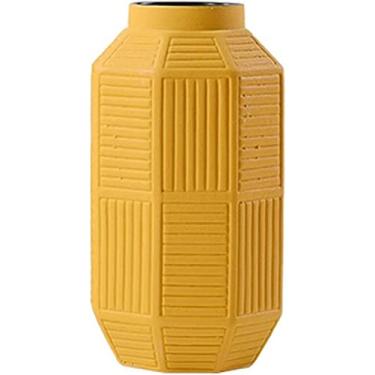 Imagem de LIFOND Vaso de flores amarelo moderno vaso de cerâmica mesa de jantar arranjo de flores aparelho de flores decoração de escritório em casa decoração de exibição artesanato vasos vasos de flores
