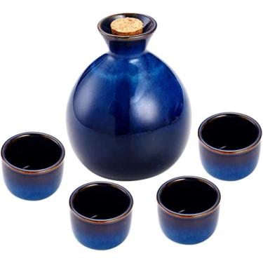 Imagem de JOEUQK Conjunto de Saquê Japonês Conjunto de 5 Peças Copos de Saquê Tradicionais Porcelana Cerâmica Copos de Cerâmica Artesanato Copos de Vinho