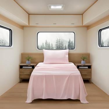 Imagem de Lençóis de acampamento tamanho solteiro – Conjunto de lençóis de colchão de ar externo – Alças de canto embutidas para uso em colchão de ar e acampamento – Projetado para camas infláveis e festas do