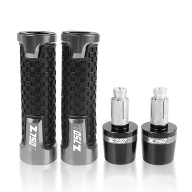 Imagem de GRJQRKHZ Punhos de guidão de motocicleta para K&awasaki Z750l 2007-2010 extremidades do punho do guidão da motocicleta plugues de extremidade acessórios de liga de alumínio, cinza