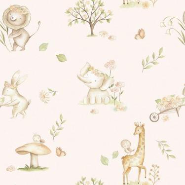 Imagem de Papel De Parede Animais Infantil Aquarela Adesivo Lavável Autocolante 
