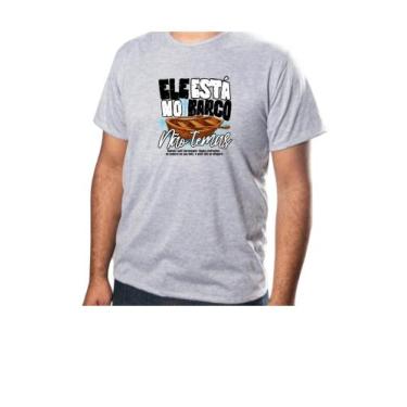 Imagem de Blusas Camisa Básica Unissex Religioso Frase Ele Está no Barco Tecido 
