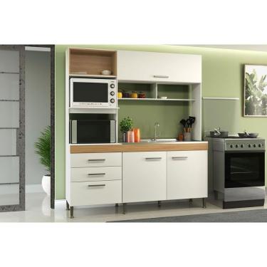 Imagem de Cozinha Compacta Isis C- 3 Portas E 3 Gavetas Branco-mel - Movelbento