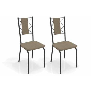 Imagem de Kit 2 Cadeiras Sala Jantar Lisboa 2c076prf Aço 2 Un Preto-boucle Bege Fendi - Kappesberg