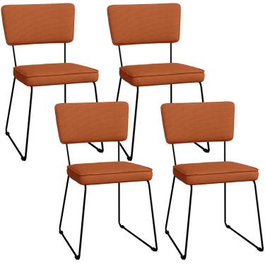 Imagem de Kit 04 Cadeiras Decorativas Estofada Base De Aço Allana L02 Tecido Terracota - Lyam Decor