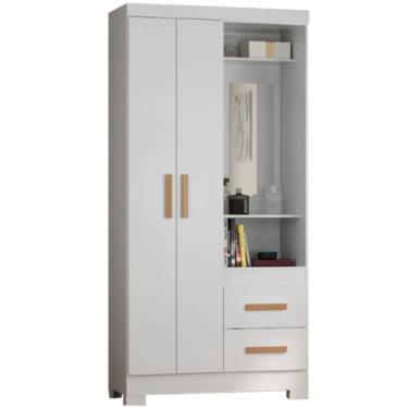 Imagem de Guarda Roupa Capelinha Atualle Solteiro com Espelho 2 Portas 2 Gavetas Cor Branco