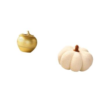 Imagem de Fenteer Escultura de Fruta de Resina Moderna E Almofada de Abóbora de Pelúcia, Ornamento Decorativo para Mesa, Estante, Sala de Jantar, Quarto, Sofá, Almofada