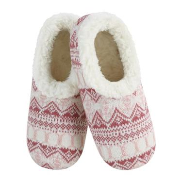 Imagem de Snoozies Meias femininas nórdicas aconchegantes de lã de ovelha antiderrapante, rosa, Medium