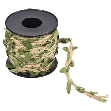 Imagem de Fita de folha de serapilheira de 10 metros de 5 mm, decoração trançada, corda de juta natural com folhas artificiais para festa de casamento na selva, decoração de jardim, verde