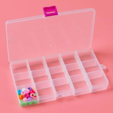 Imagem de Caixa organizadora de 15 grades, divisórias destacáveis, caixa de armazenamento de plástico, adequada para armazenamento de contas e pingentes. LCS.