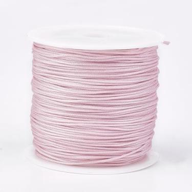 Imagem de Cordão de nylon 45 m para fazer pulseiras, fio de nylon de 0,8 mm, fio de nó chinês para pulseira trançada faça você mesmo, colar de joias, artesanato com contas, sino de vento, macramê, rosa