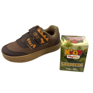 Imagem de Tênis Kidy Happy Café Castanho + Dino Surpresa Colecionável-Masculino