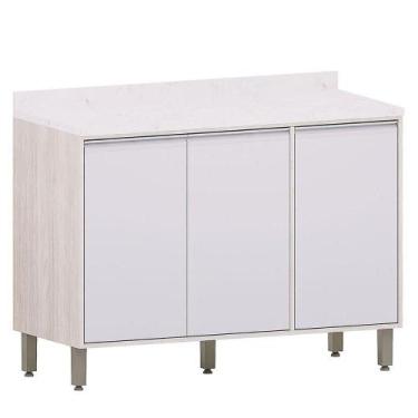 Imagem de Balcão 120 Cm Para Cozinha Modulada 3 Portas Atenas Cinza Cristal - LU