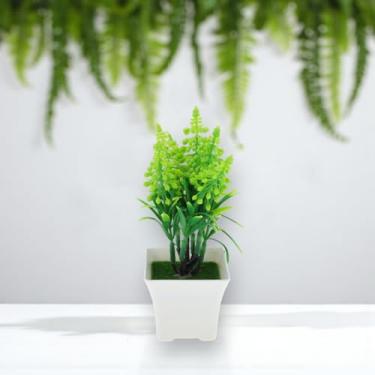 Imagem de Generic 1 plantador artificial de pinho com 7 ramos de plantas artificiais verde 11 x 11 x 17 cm