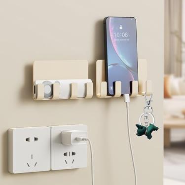 Imagem de Suporte de parede para celular, suporte de plástico multiuso para carregamento de celular, suporte de gancho de toalha de barbear para smartphone tablet eReader