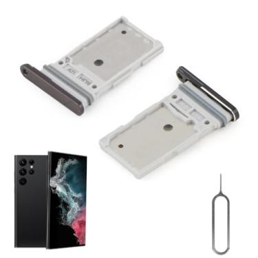 Imagem de 2 peças de bandeja de cartão SIM para Samsung Galaxy S22 Ultra SM-S908U S908U1 suporte de compartimento para cartão SIM substituição para Samsung S22 Ultra com pino de ejeção aberto