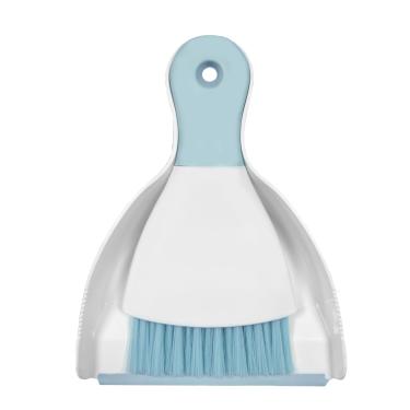 Imagem de Conjunto de mini vassoura com pá de lixo, conjunto de escova e bandeja de poeira pequena, ferramentas de limpeza rápida para mesa de cozinha, teclados e sofás de ninho de animais de estimação (azul)