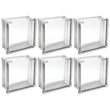 Imagem de Kit 6 Bloco De Vidro Incolor Com Furo 19X19X8 Tradestar