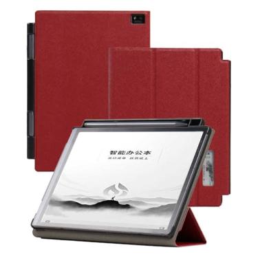 Imagem de Capa protetora compatível com iFLYTEK AINOTE Air 2 E-Paper 20.8 cm E-Ink Tablet Suporte Tripla Dobrável Leitor E-Book Capa de couro Notebook de escritório com design de slot para caneta (FRO iFLYTEK