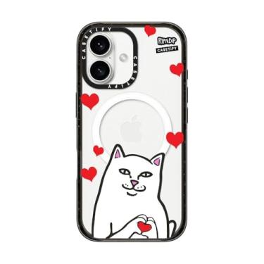 Imagem de CASETIFY Capa Impact para iPhone 16 [RipNDip Colab / 4X Testada contra quedas de grau militar/Proteção contra quedas de 2,5 metros/Compatível com Magsafe] - Nermal Loves - Preto transparente