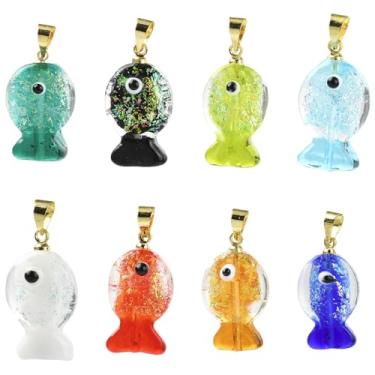 Imagem de UR URLIFEHALL 16 peças, 8 cores, berloques de peixe, feitos à mão, oceano, mar, animal, peixe, pingentes, para fazer você mesmo, pulseira, colar, brincos, joias