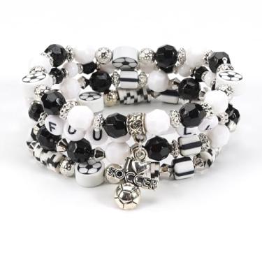 Imagem de Pulseira esportiva com bola elástica basquete futebol beisebol vôlei jogo dia esportes conjunto de pulseiras líderes de torcida, One Size, Resina, Sem Pedra Preciosa