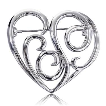 Imagem de Alfinetes de broche de coração dourado aberto lapela hijab broches para mulheres moda joias roupas acessórios de decoração, 4/3, Metal, Sem Pedra Preciosa