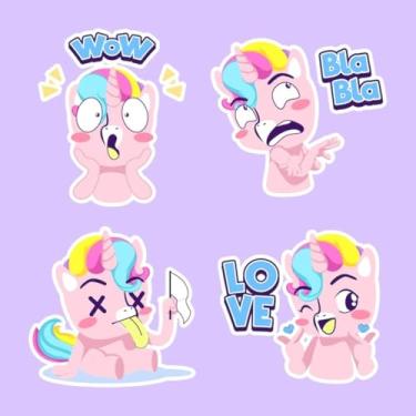 Imagem de Adesivos fofos de unicórnio estilo Kawai para quarto infantil decoração de parede e cadernos 40x40cm