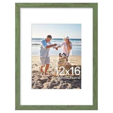 Imagem de decorUhome Moldura para fotos de 30 x 40 cm, certificado de 21 x 28 cm com tapete ou pôster de 30 x 40 cm sem tapete, moldura para fotos para montagem na parede, verde rústico, 1 pacote