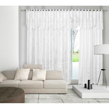 Imagem de CORTINA DE RENDA COM BANDÔ CLÁSSICA BRANCA ROSEIRAL 3,50M X 2,20M X 60CM
