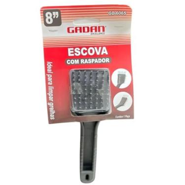 Imagem de Escova para Limpar Grelha com Cerdas em Aço Inoxidável e Espátula 2 em 1 Churrasqueira Remove Gordura e Sujeira Difícil com Facilidade Cabo Reforçado Antiderrapante (8 Polegadas)