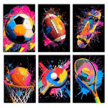 Imagem de Tucocoo Pacote com 6 tintas por números para adultos, grafite colorido, esportes radicais por números, para iniciantes, decoração, pintura acrílica, arte de parede, decoração de casa, 40 x 50 cm, sem