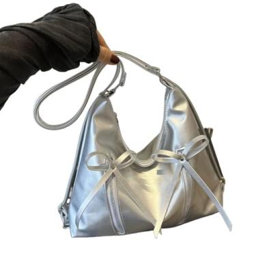 Imagem de Bolsa de ombro retrô moderna com laço (prata)