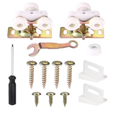 Imagem de 2pcs 3/4" RV Suportes Rolamento Esferas Porta Correr, Kit Substituição Conjunto Rodas Porta Correr para Johnson Peça Capacidade 90kg Compatível com Portas de Espessura Mín. 2,5cm