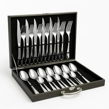 Imagem de Faqueiro Completo de Aço Inox 24 Peças com Maleta Luxo